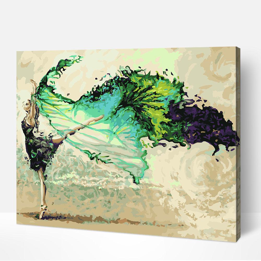 1000x1000 Green Ballerina Paint By Numbers Diy Kit For Adults Paint By