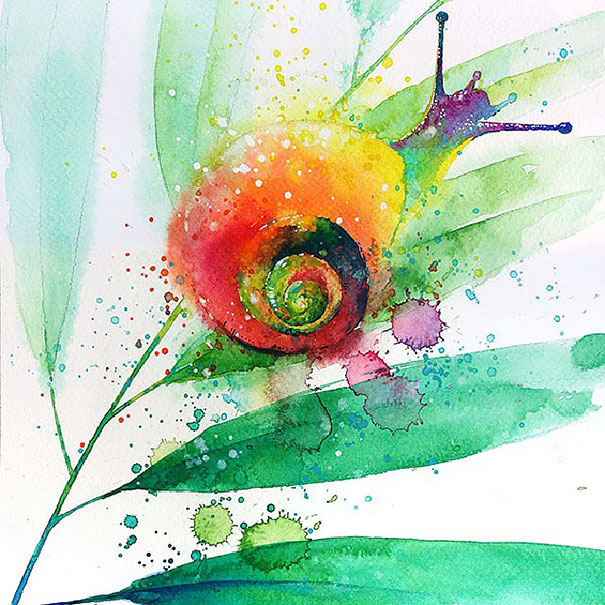 605x605 Splashed Watercolor Paintings By Tilen Ti Bored Panda