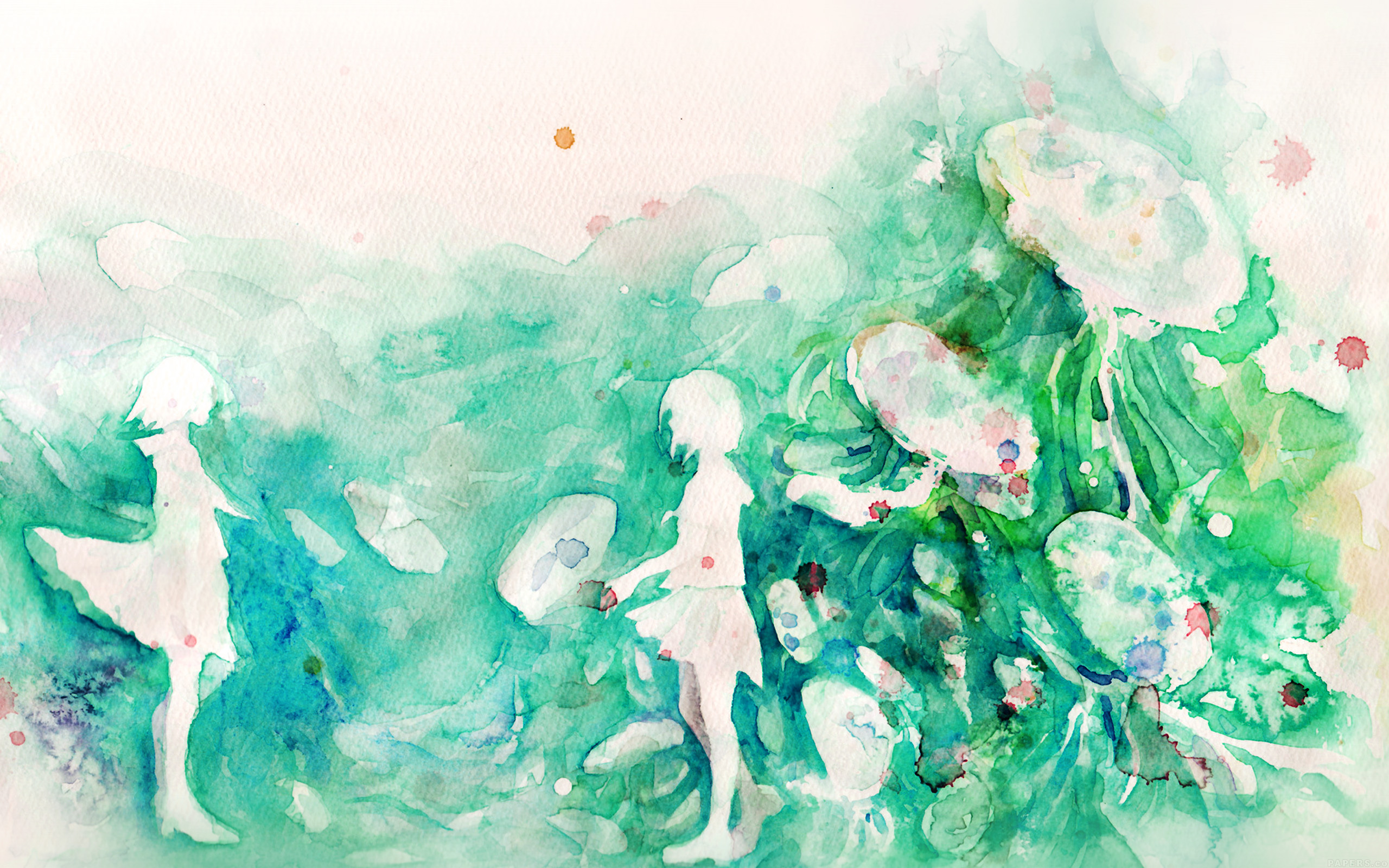 2560x1600 Ai07 Watercolor Green Girl Nature Art Illust Wallpaper