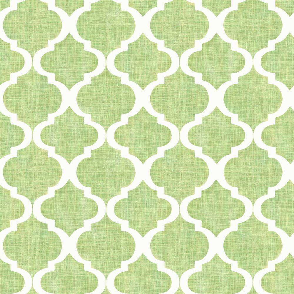 1000x1000 Chesapeake Tabitha Golden Green Watercolor Quatrefoil Wallpaper