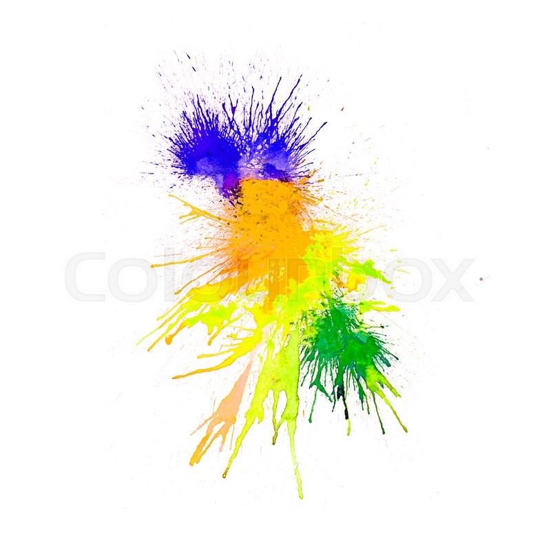 800x800 Bright Four Color Blue, Yellow, Orange And Green Watercolor Splash