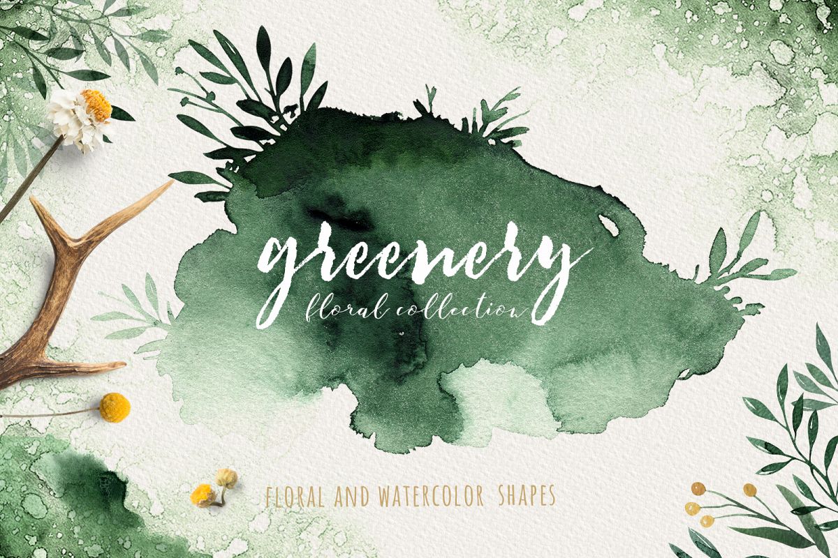 1200x800 Greenery Watercolor Collection