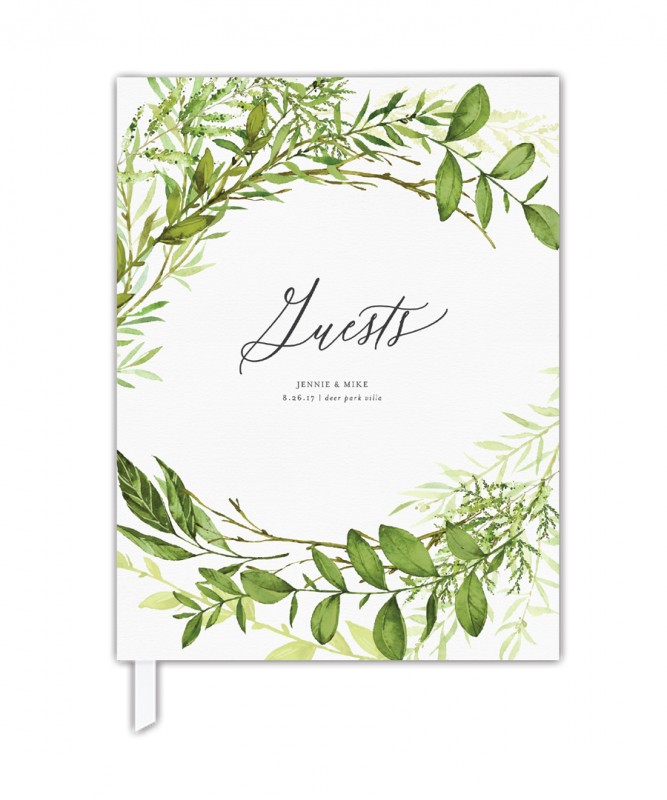 667x800 Watercolor Greenery Custom Wedding Guest Book