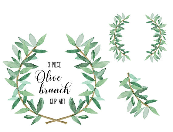 570x435 Watercolor Laurel Greenery And Coordinating Branch Set For Wedding