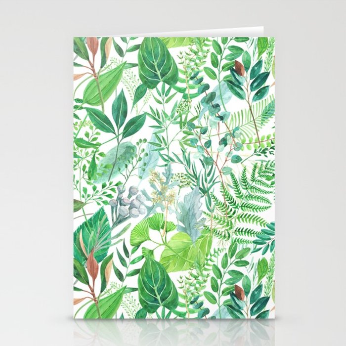 700x700 Greenery Watercolor Pattern Stationery Cards By Anyuka Society6