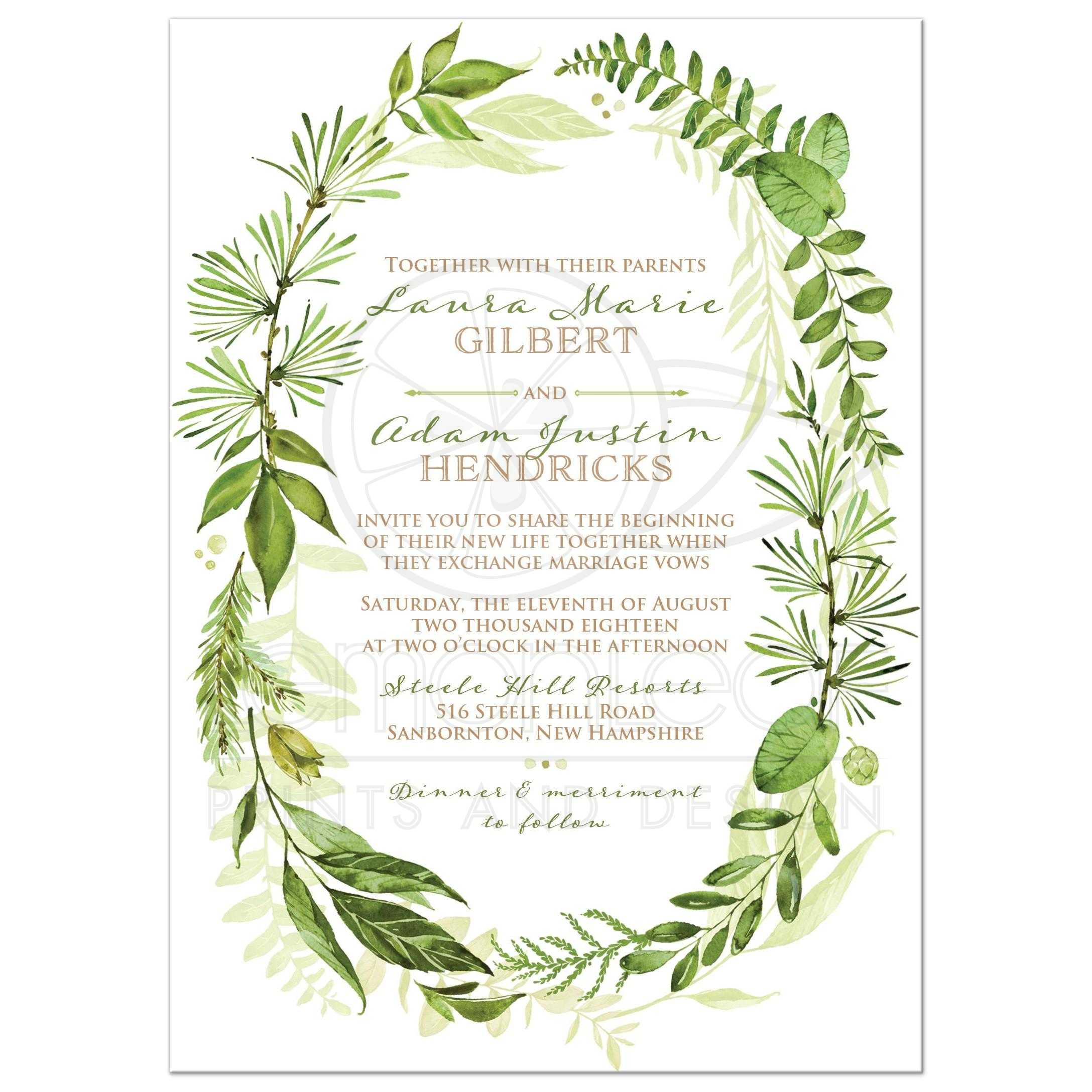 2175x2175 Greenery Foliage Wedding Invitation Watercolor Leaves, Stems