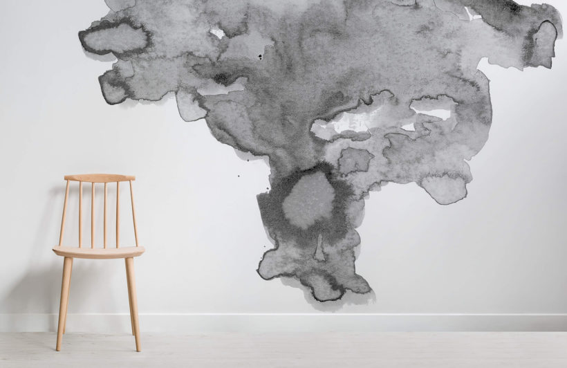 820x532 Soft Gray Watercolor Wall Mural