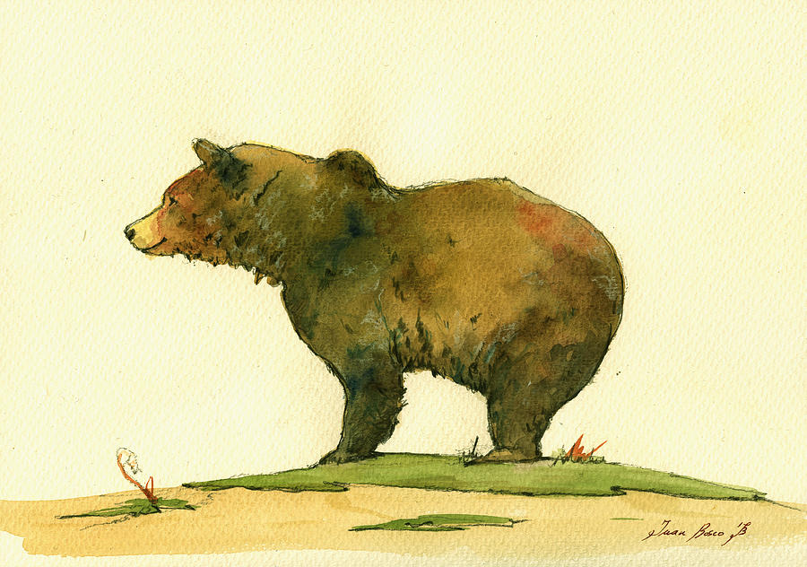 900x632 Grizzly Bear Watercolor Painting Painting By Juan Bosco
