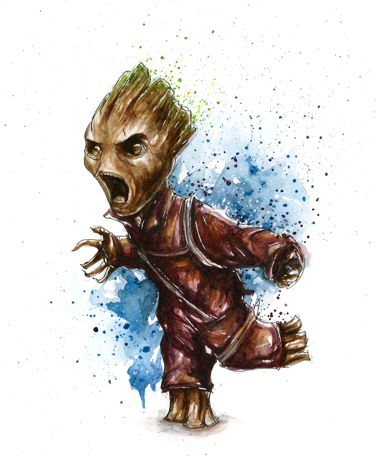 750x907 Baby Groot And Star Lord. On Behance