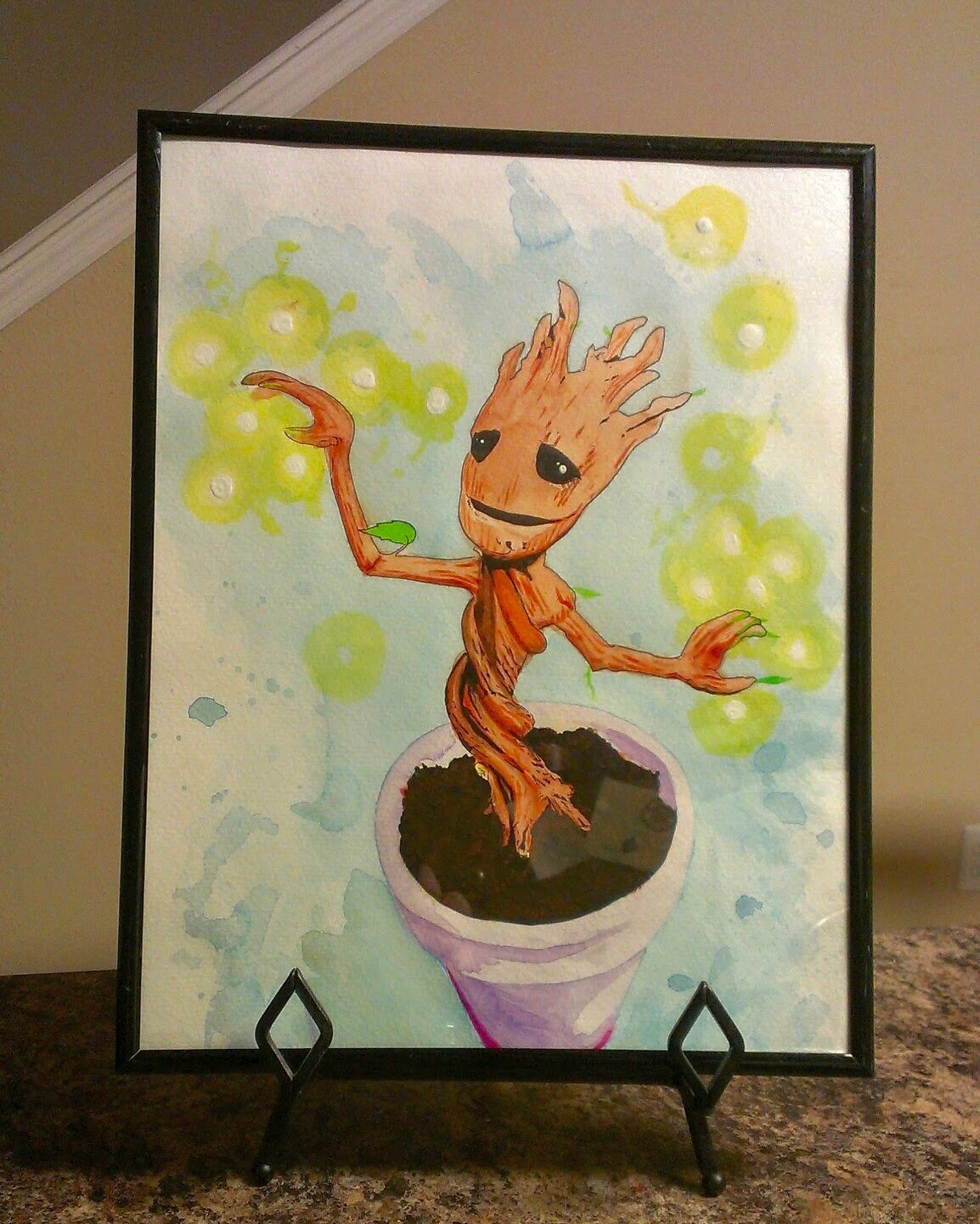 1154x1441 Dancing Baby Groot Watercolor Painting