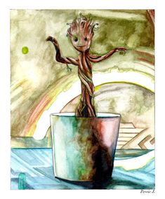 235x284 Dancing Baby Groot Watercolor Style Painting Print By Nicolesloan