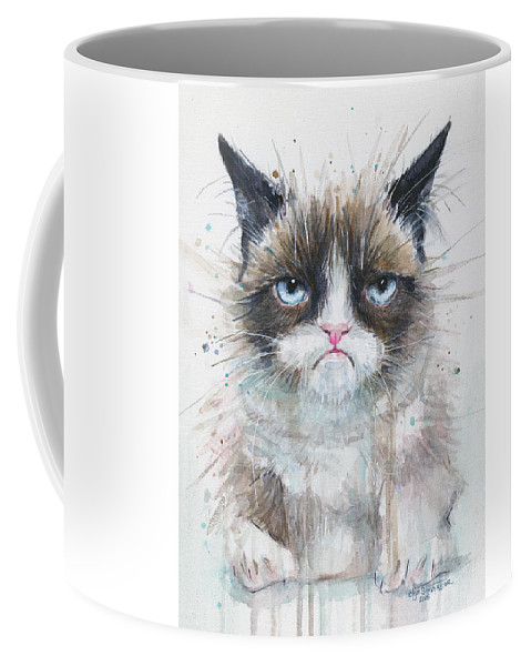 479x600 Grumpy Cat Watercolor Painting Coffee Mug For Sale By Olga Shvartsur