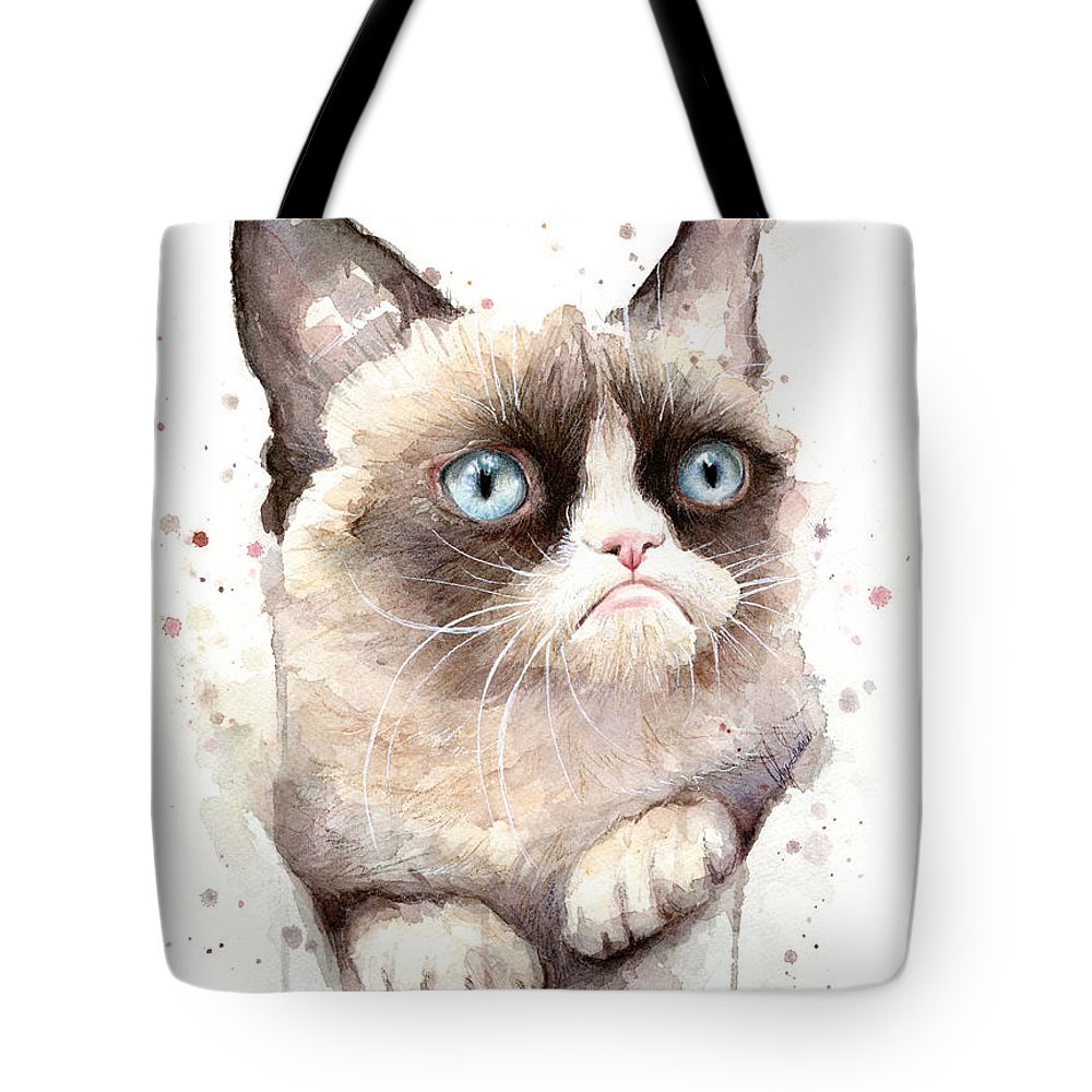 1000x1000 Grumpy Cat Watercolor Tote Bag For Sale By Olga Shvartsur
