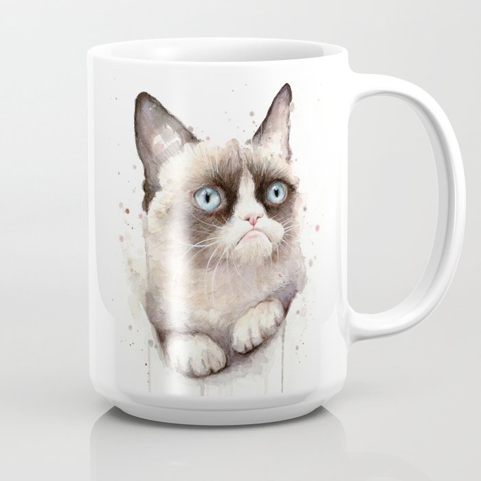700x700 Grumpy Watercolor Cat Animals Meme Geek Art Coffee Mug By Olechka