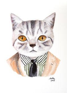 236x325 Grumpy Watercolor Cat By Olechka