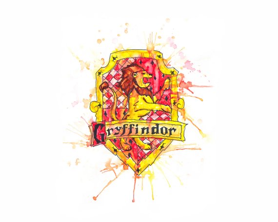 570x456 Harry Potter Gryffindor Print Watercolor Splatter Poster Etsy