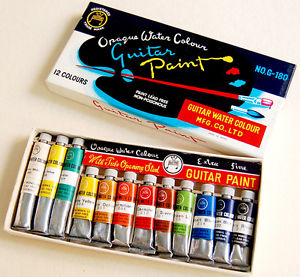 300x277 Rare Guitar Japan 12 Tin Tubes Opaque Water Color With Original