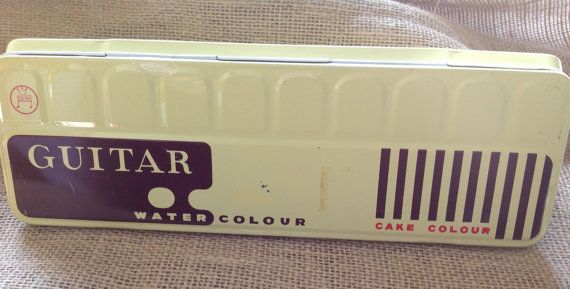 570x289 Vintage Guitar Watercolor Tin Set In 2018 Artist Painting