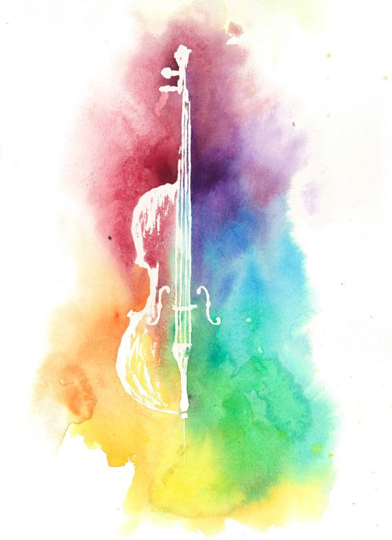 570x784 Watercolor Colorful Cello Rainbow Painting Instrument Print