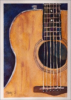 236x332 Guitar Watercolor Painting