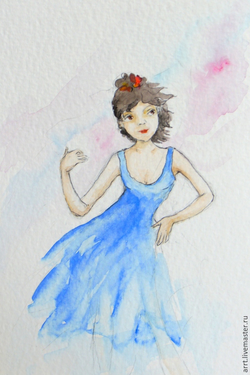 512x768 Dancing Girl And Guitar Watercolor 10kh15 Shop Online On