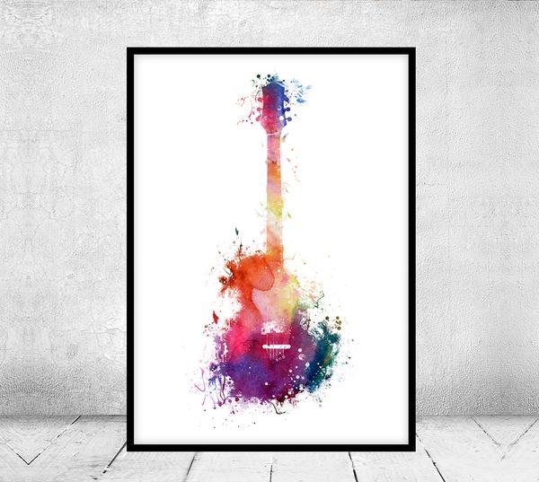 600x537 Electric Guitar, Guitar Watercolor Print Poster, Music Abstract