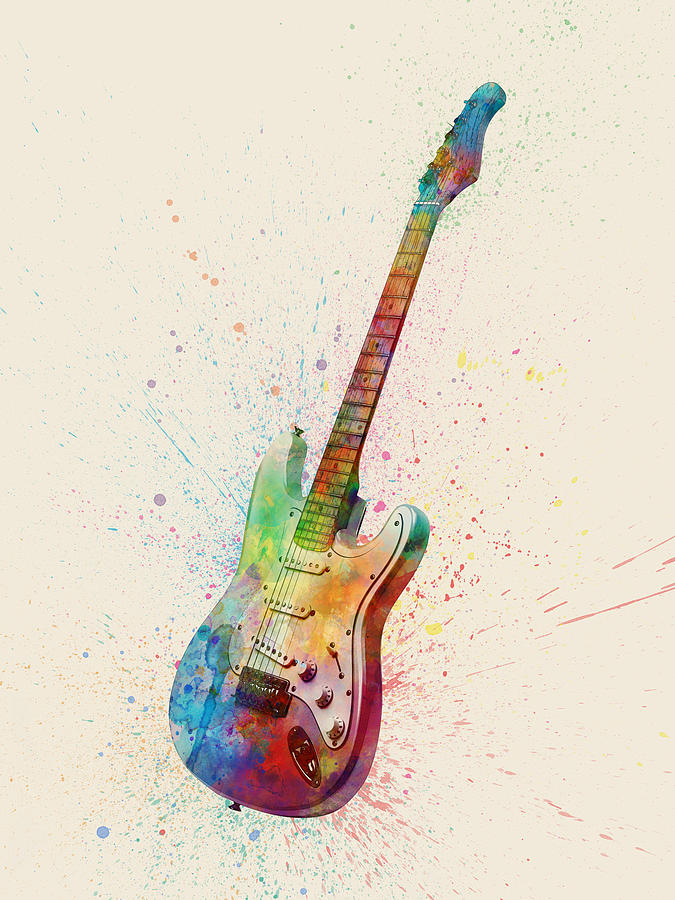 675x900 Electric Guitar Abstract Watercolor Digital Art By Michael Tompsett