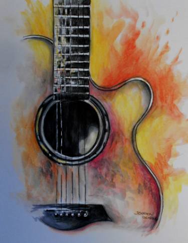 375x484 Guitar Time Painting By Jennifer Doehring Saatchi Art