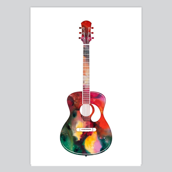 550x550 Guitar Watercolor Art Print