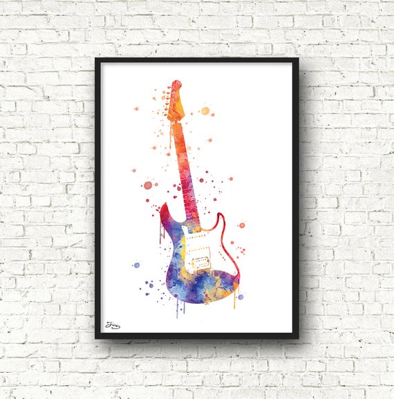570x577 Guitar Watercolor Music Poster Wall Decoration Deco Room Etsy
