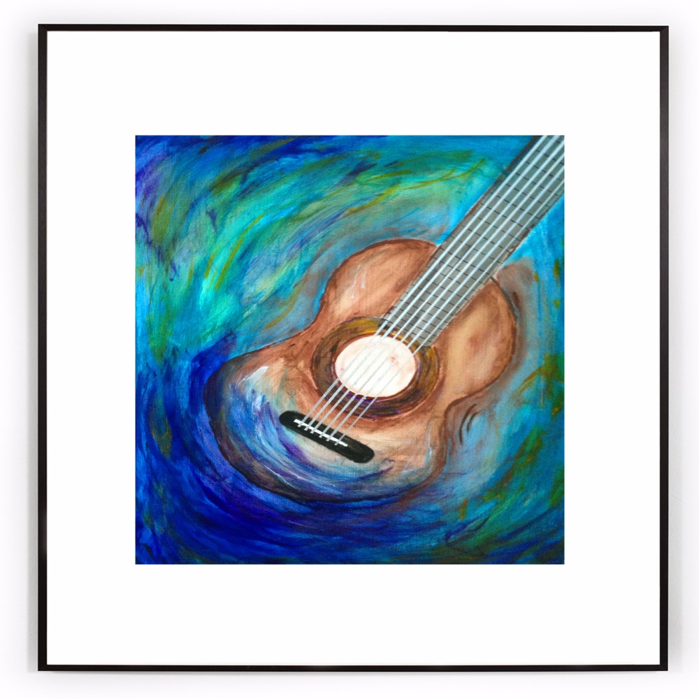 1000x1000 Part Of Guitar Watercolor Canvas Art Print Painting Poster Wall
