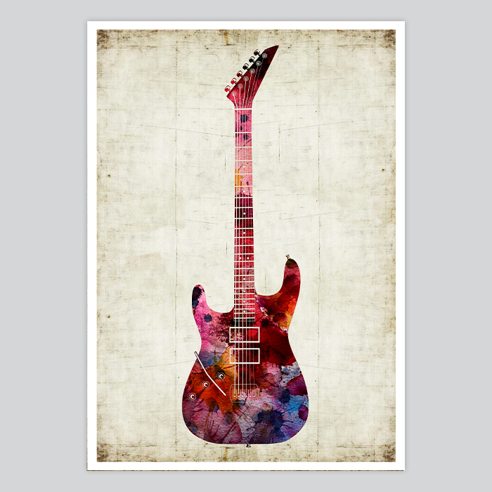 700x700 Watercolor Print Guitar