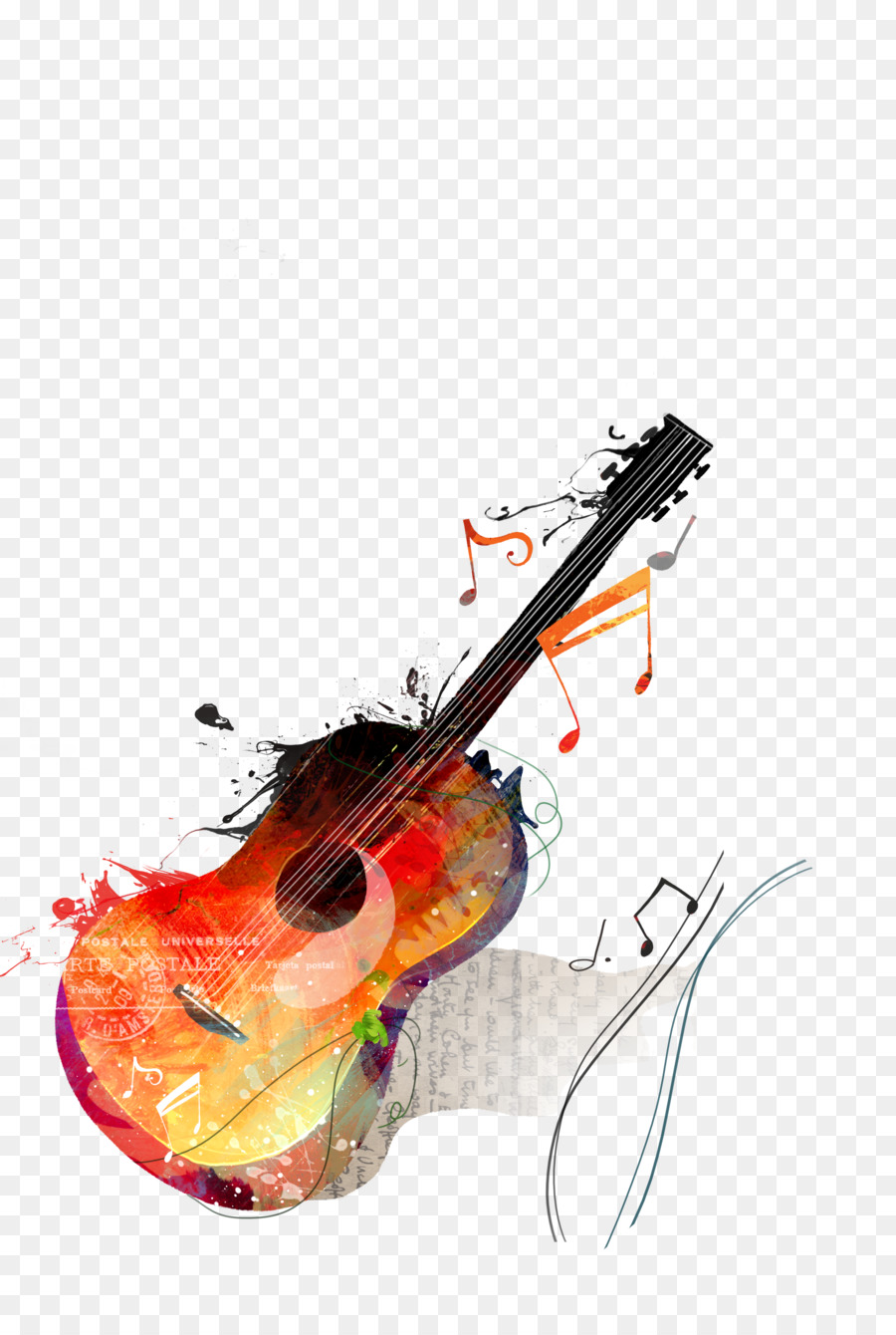 900x1340 Watercolor Painting Guitar Drawing Canvas