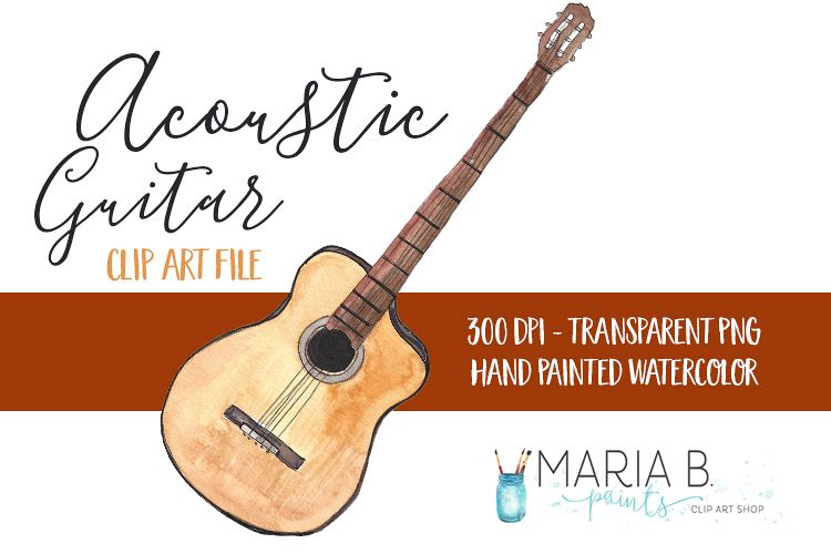 750x500 Acoustic Guitar Watercolor Clip Art Png
