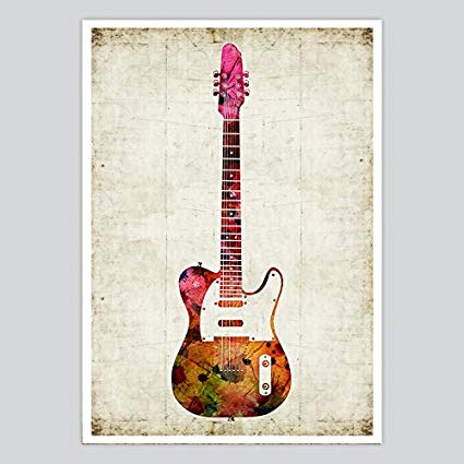 425x425 Guitar Watercolor Print, 12 X 16 Inches [Kitchen