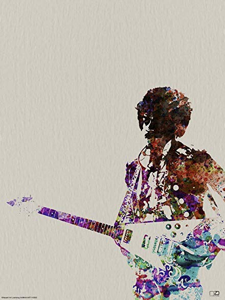 440x587 Hendrix With Guitar Watercolor By Naxart Art Print, 6