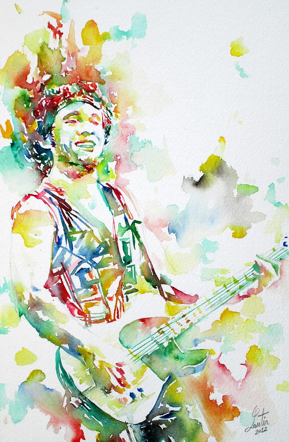 589x900 Bruce Springsteen Playing The Guitar Watercolor Portrait.2