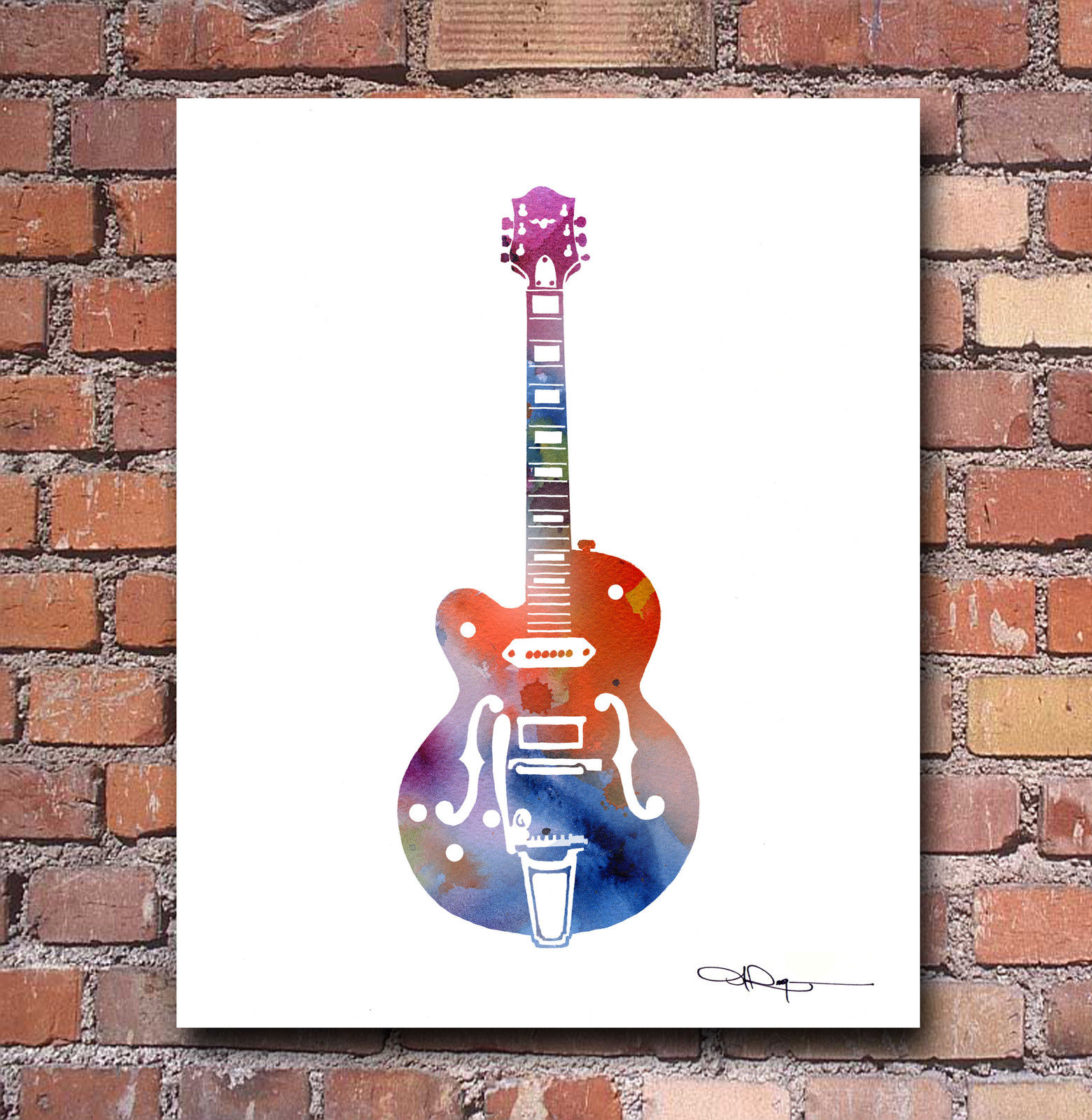 1560x1600 Guitar Abstract Watercolor Painting 8 X 10 Art Print By Artist Dj