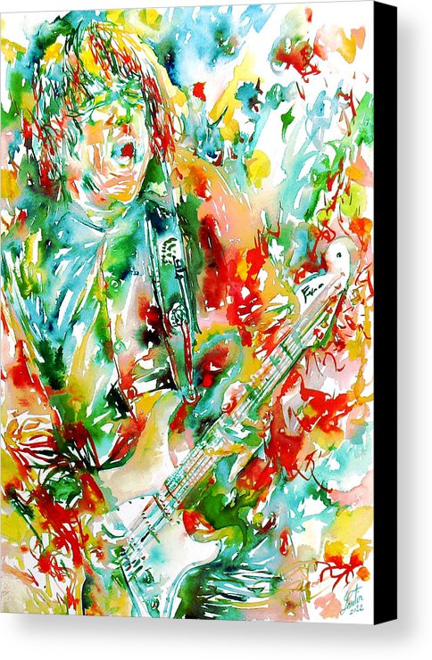 484x740 Gary Moore Playing The Guitar Watercolor Portrait Canvas Print