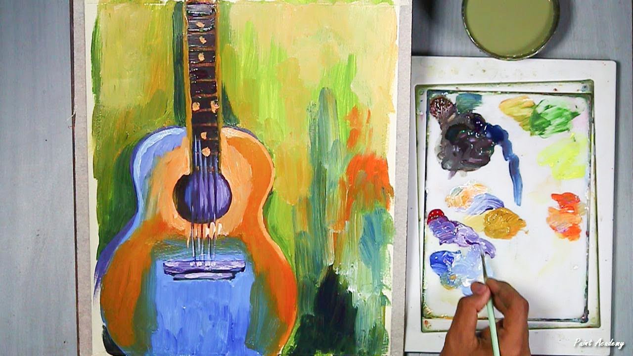 1280x720 Guitar Painting In Paper In Acrylic Style Step By Step
