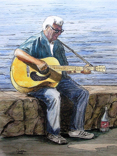 377x500 Guitar Player Watercolor Painting This Started Outs
