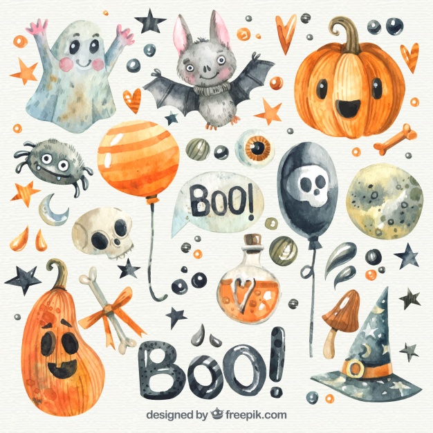 626x626 Nice Watercolor Halloween Collection Vector Free Download