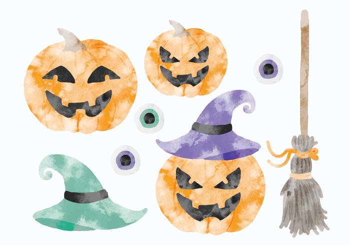 700x490 Vector Set Of Watercolor Halloween Elements