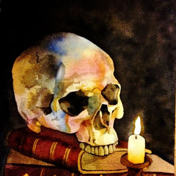 354x354 Halloween Decor. Watercolor Skull. From Catladywatercolors