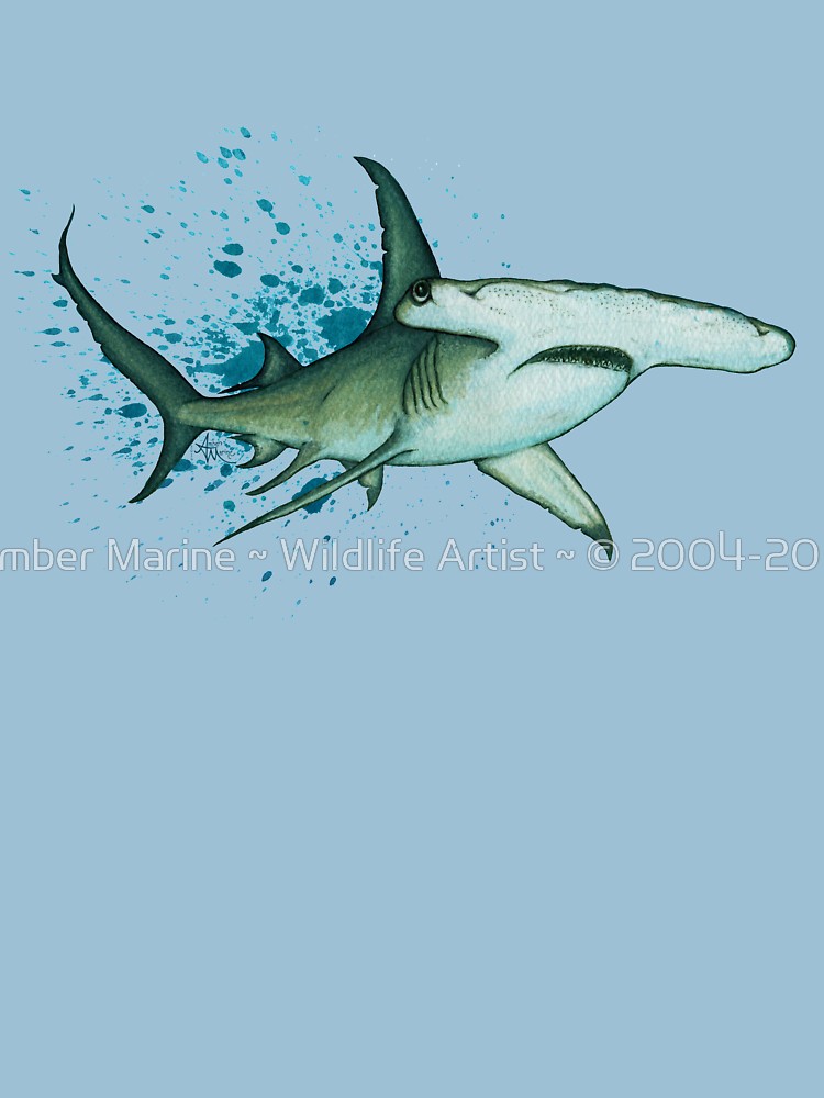 750x1000 Great Hammerhead Shark By Amber Marine ~ Watercolor Painting, Art