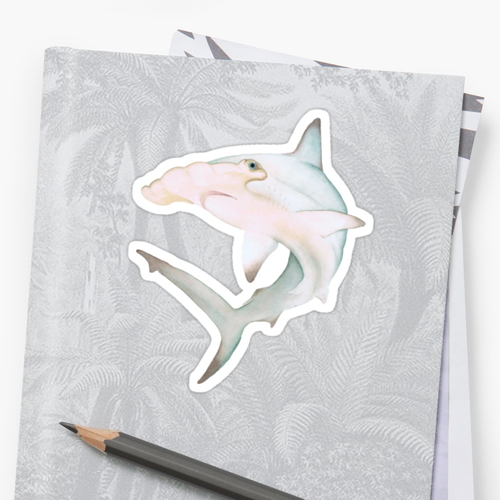 1000x1000 Pastel Watercolor Hammerhead Shark Stickers By Thecuriouswild