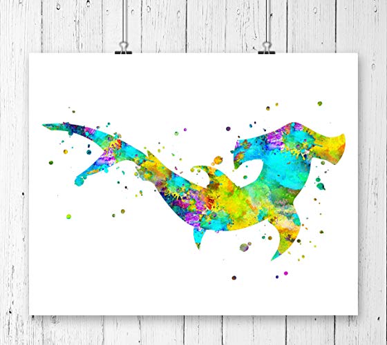 560x500 Hammerhead Shark Watercolor Fine Art Print, Poster