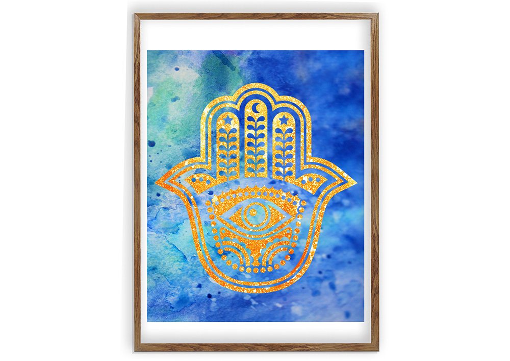 1000x707 Hamsa Hand, Wall Art Print, Watercolor Wall Art, Yoga Studio Decor