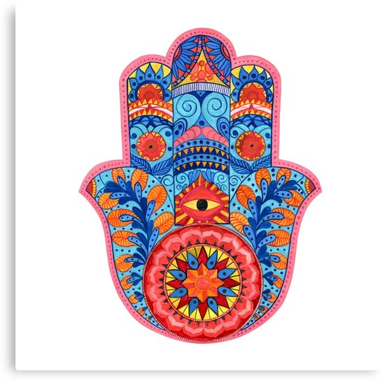 550x545 Hamsa Hand Watercolor Canvas Prints By Hermesartstudio Redbubble