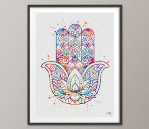 300x260 Hamsa Hand Watercolor Print Evil Eye Wall Art Poster Wedding Gift